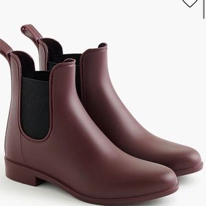 J.crew Matte Chelsea rain boots burgundy size 7